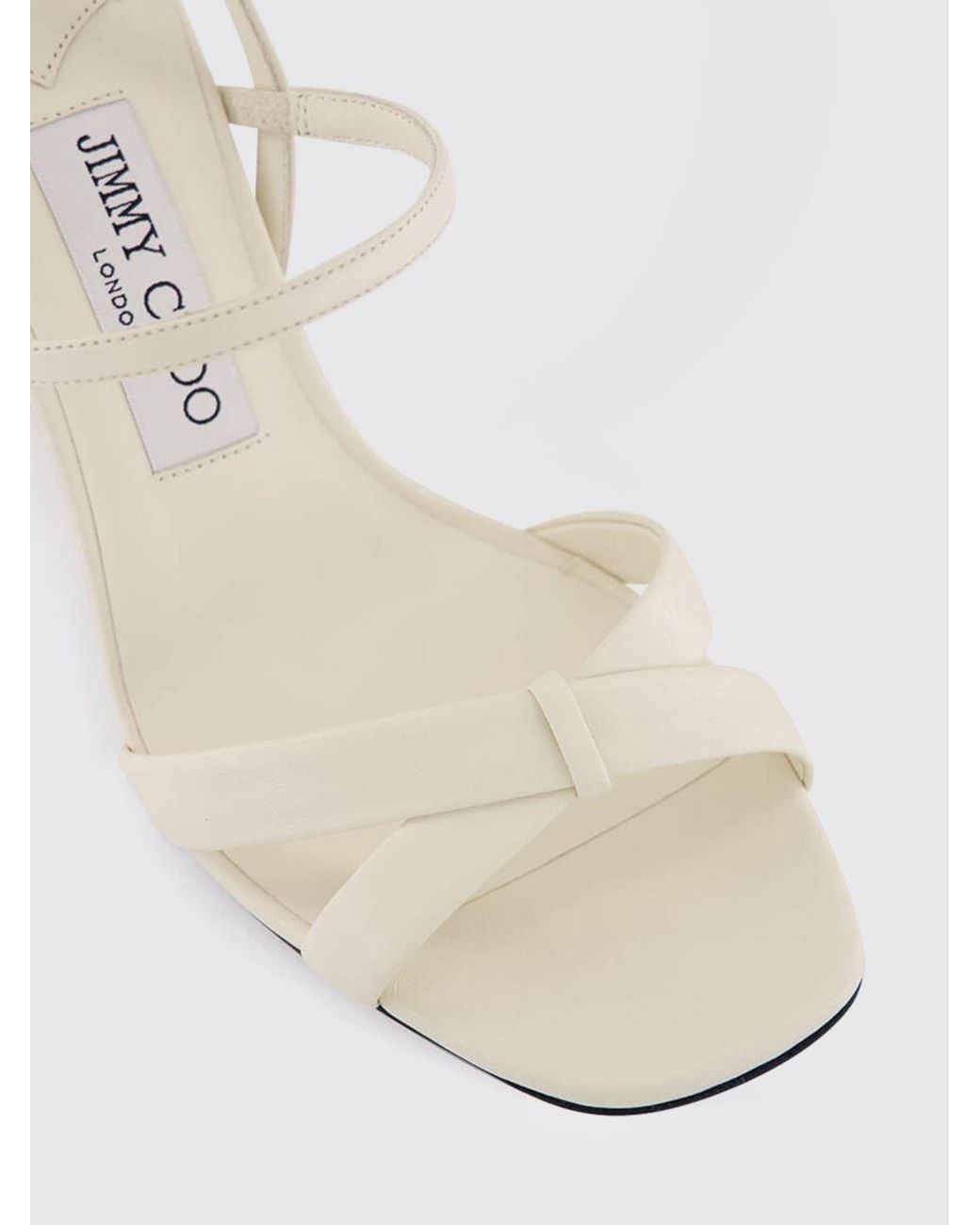 Jimmy Choo Natural Elsy Nappa Leather Sandals With High Block Heel And Open Toe