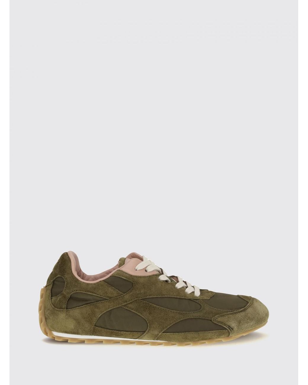 Bottega Veneta Green Orbit Suede And Nylon Sneakers With Notched Sole