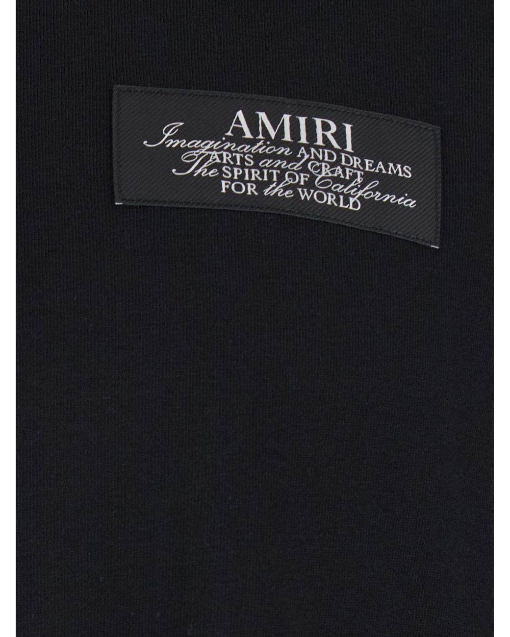 Amiri Black Crewneck Pure Cotton T-Shirt With Contrasting Logo for men