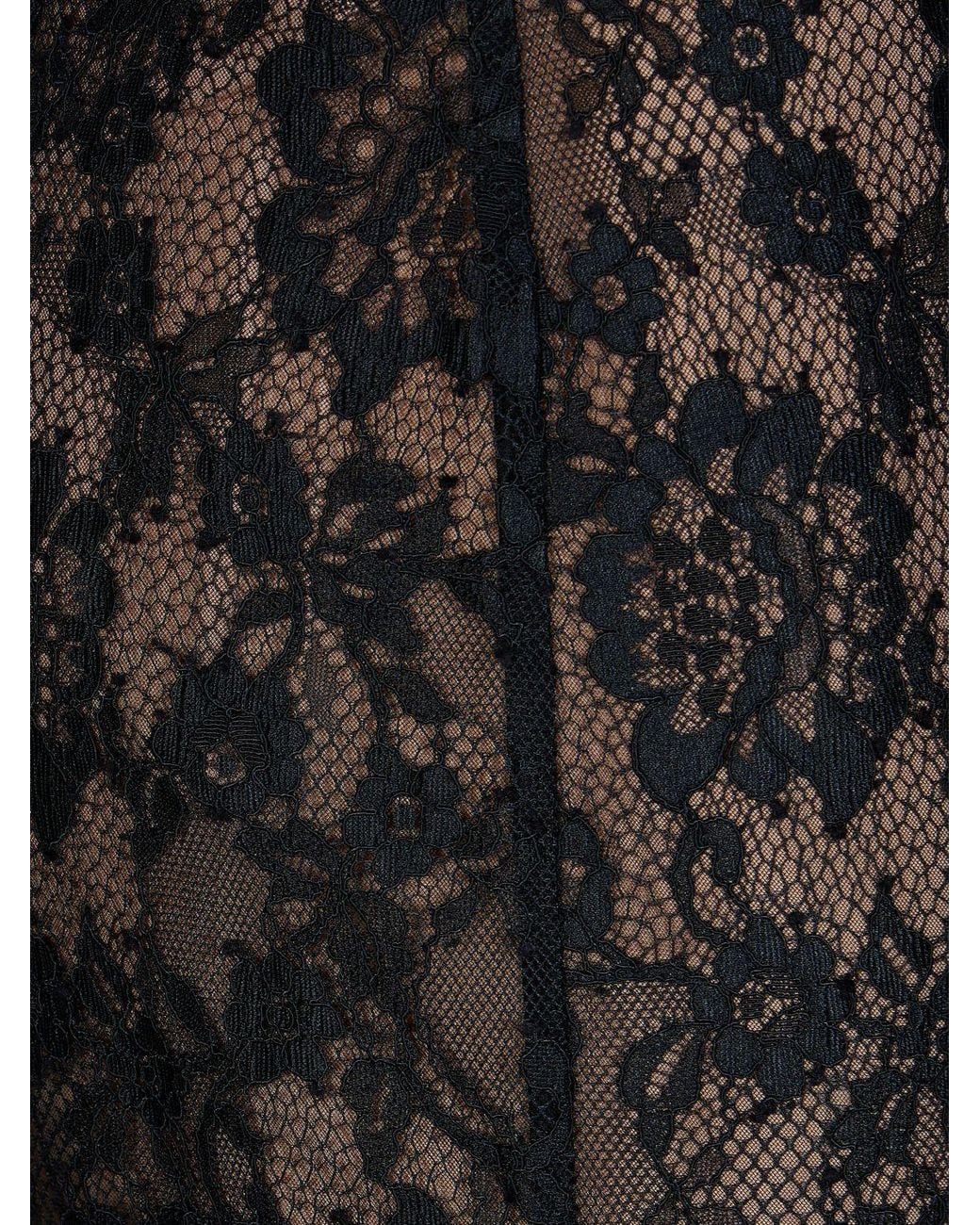Self-Portrait Brown High-Waisted Slim Fit Lace Midi Pencil Skirt