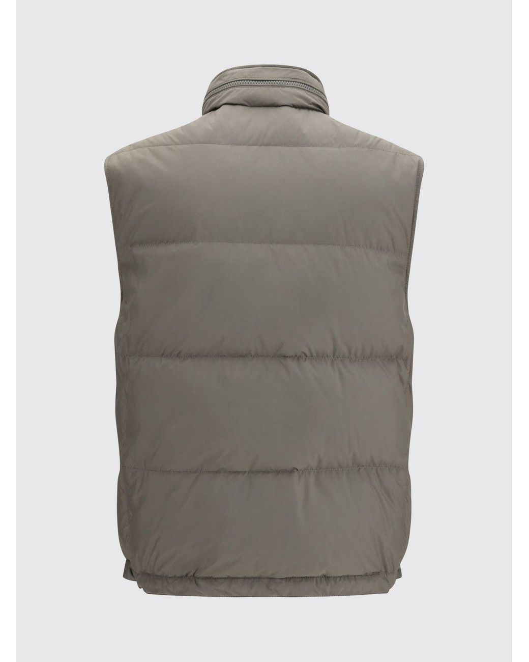 Brunello Cucinelli Gray Quilted Nylon Padded Gilet With Packable Hood for men