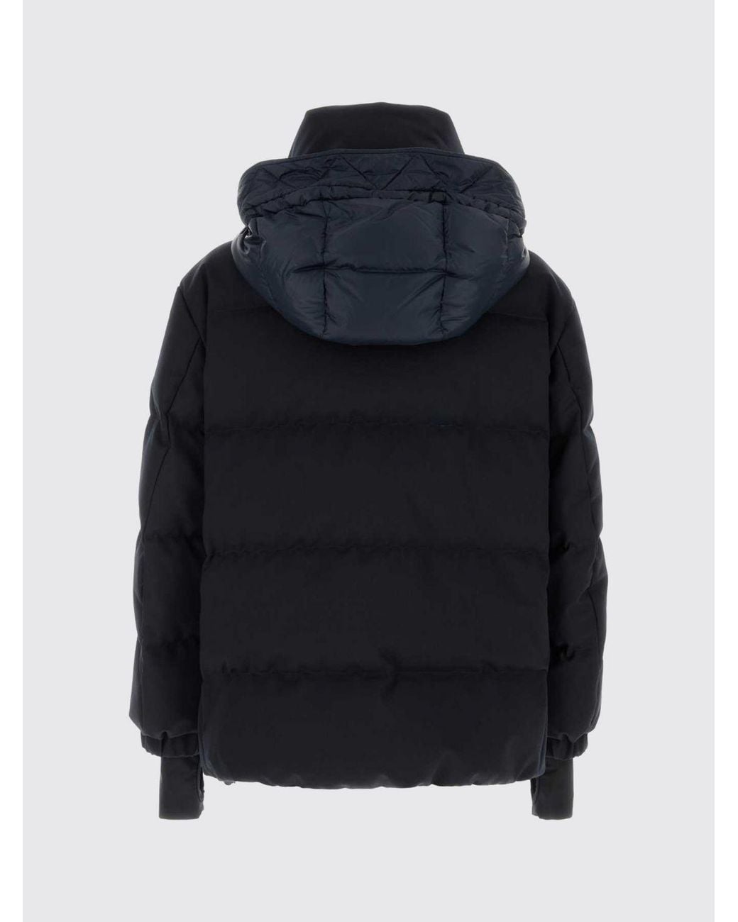 Giorgio Armani Blue Short Hooded Virgin Wool Blend Down Jacket for men