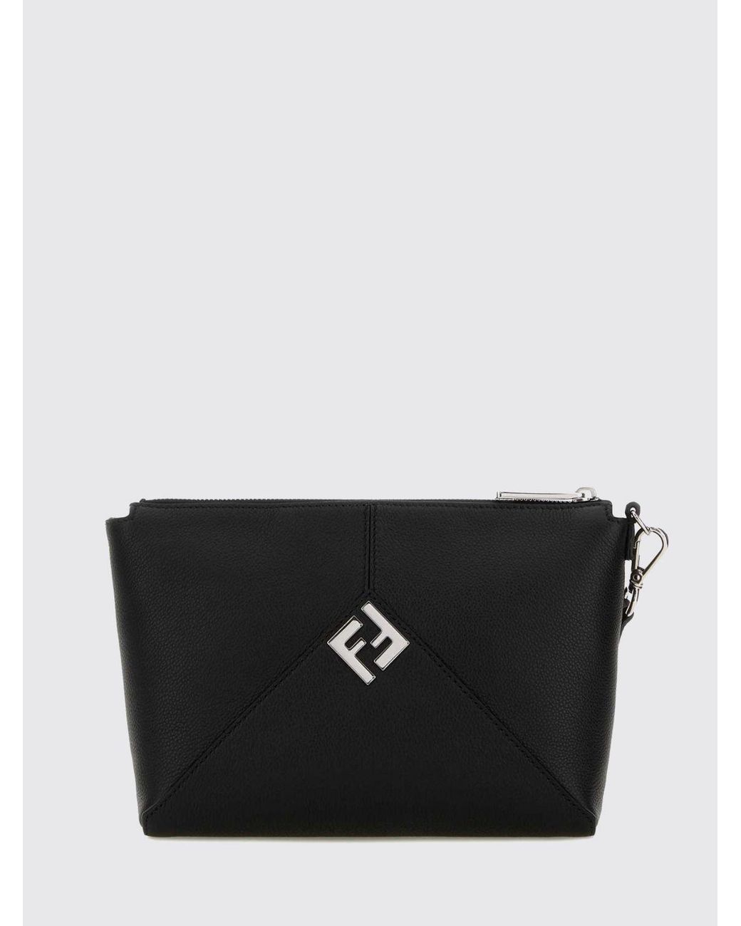 Fendi Black Lui Grained Calf Leather Clutch for men