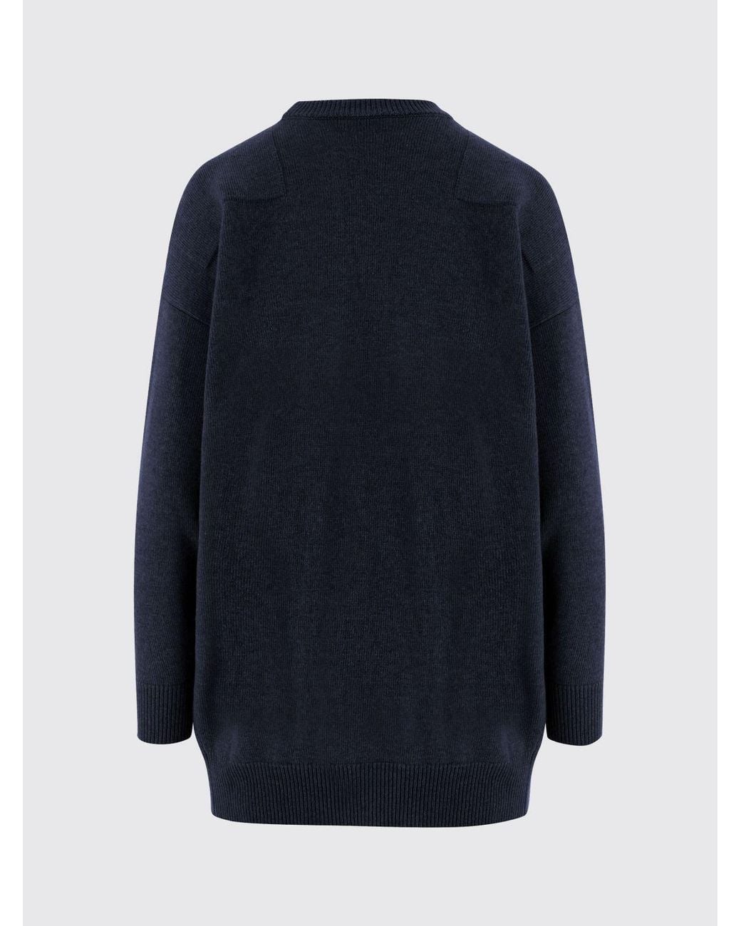 Jil Sander Blue Wool Blend Turtleneck Jumper With Long Sleeves And Ribbed Trims
