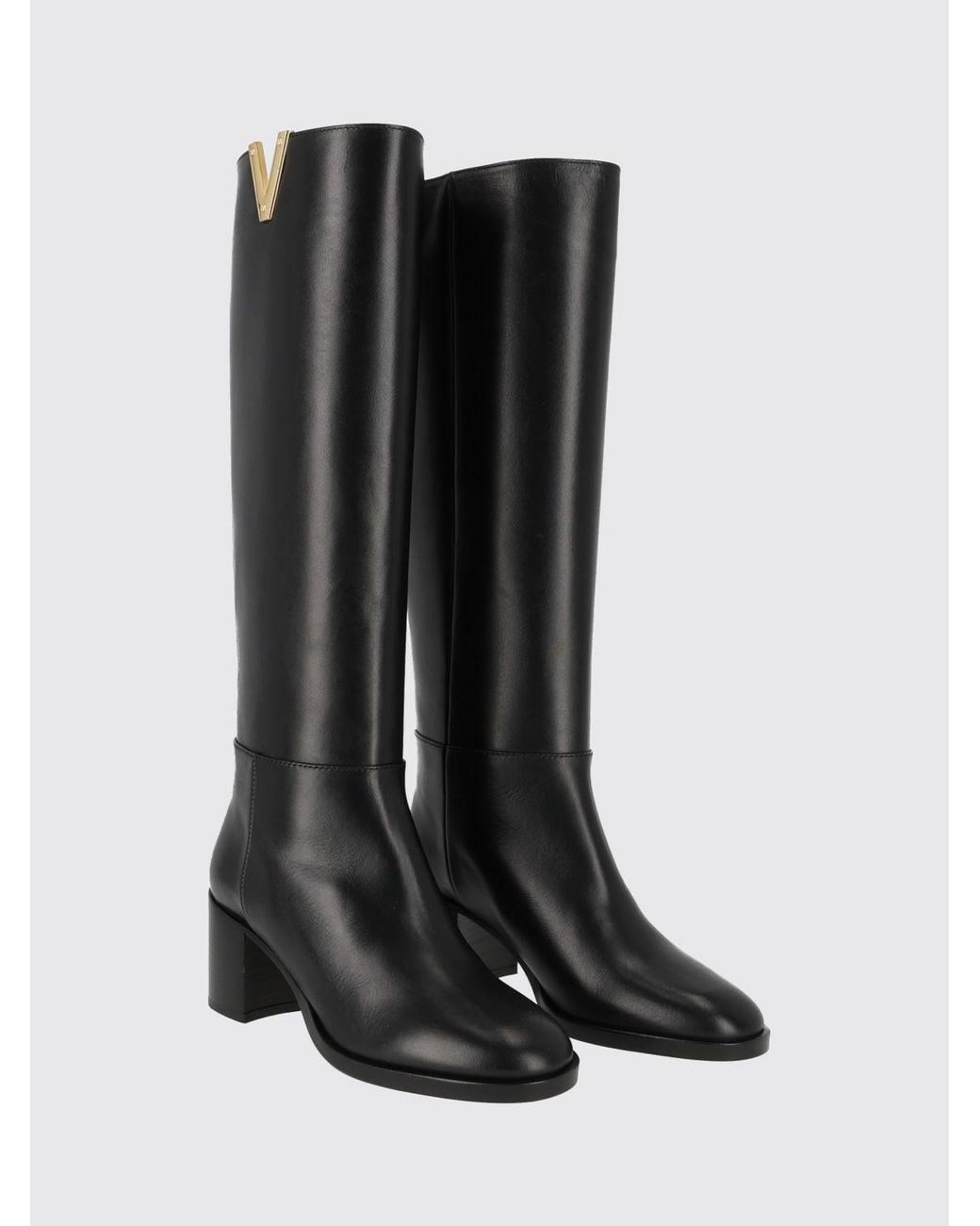 Via Roma 15 Black Smooth Leather Knee-High Boots With Medium Heel