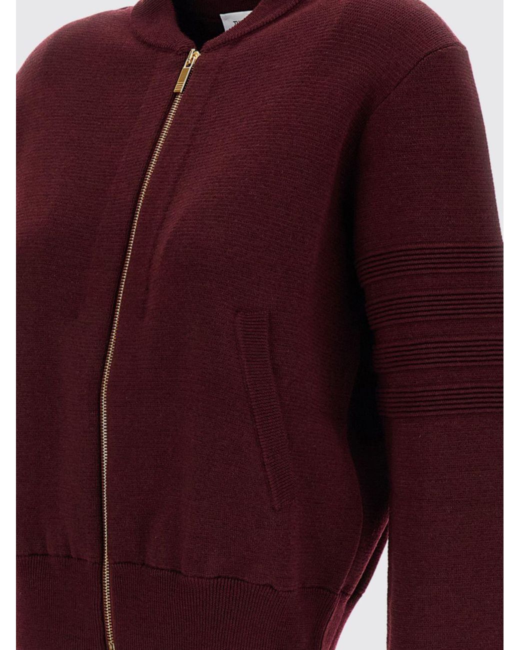 Thom Browne Purple Virgin Wool And Linen Blend Bomber Jacket With Zip Closure