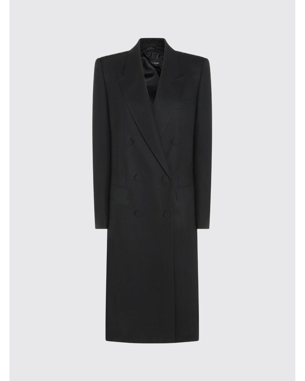 Tom Ford Blue Long Double-Breasted Wool Coat With Peak Lapels