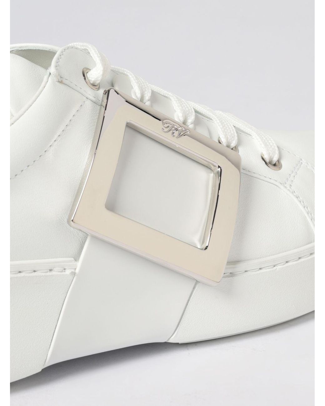 Roger Vivier White Viv' Skate Leather Sneakers