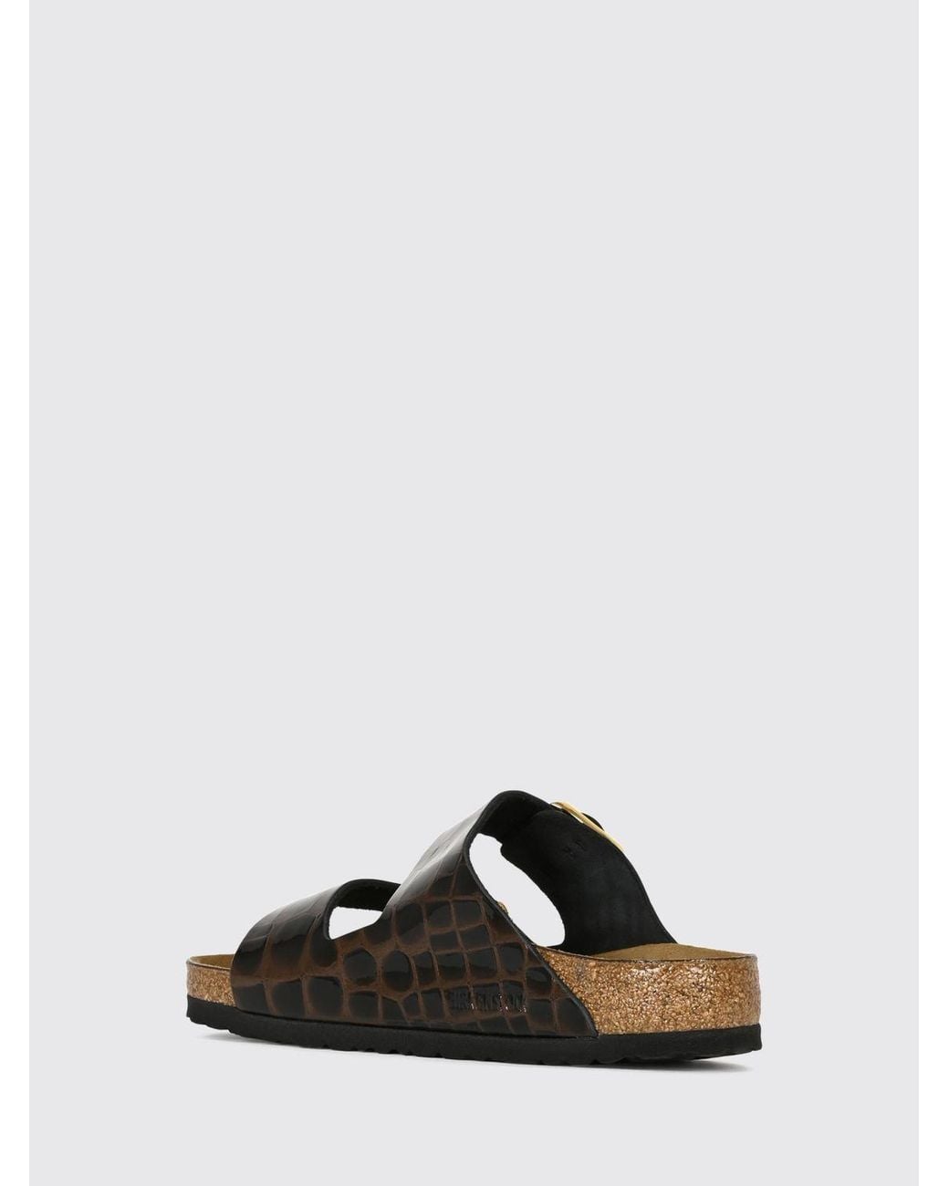 Birkenstock Black Arizona Croc-Effect Leather Sandals
