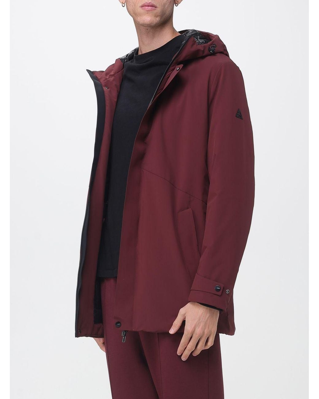 Heskimo Purple Short Windproof Stretch Nylon Parka With Padded Hood for men