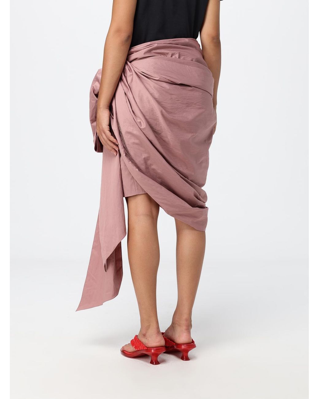 Chloé Red ChloÉ Asymmetric Taffeta Midi Wrap Skirt