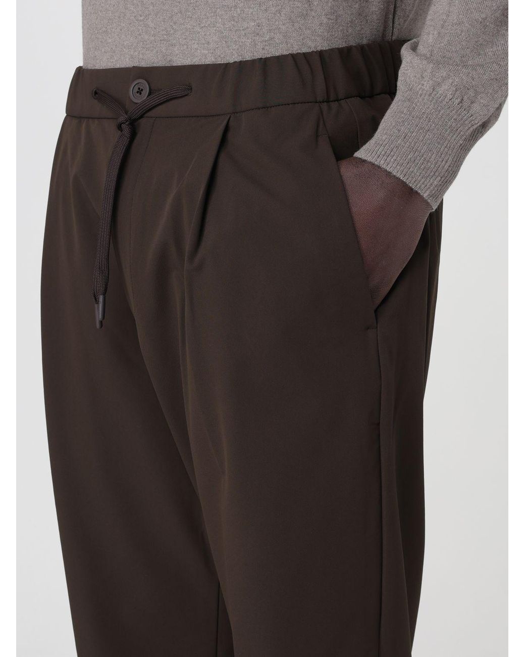 Herno Brown Straight-Leg Technical Fabric Trousers With An Elasticated Drawstring Waist for men