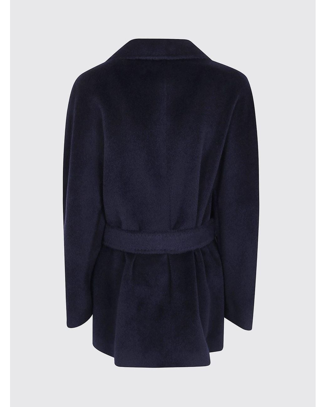 Tagliatore Blue Short Alpaca Wool Robe Coat With Belt