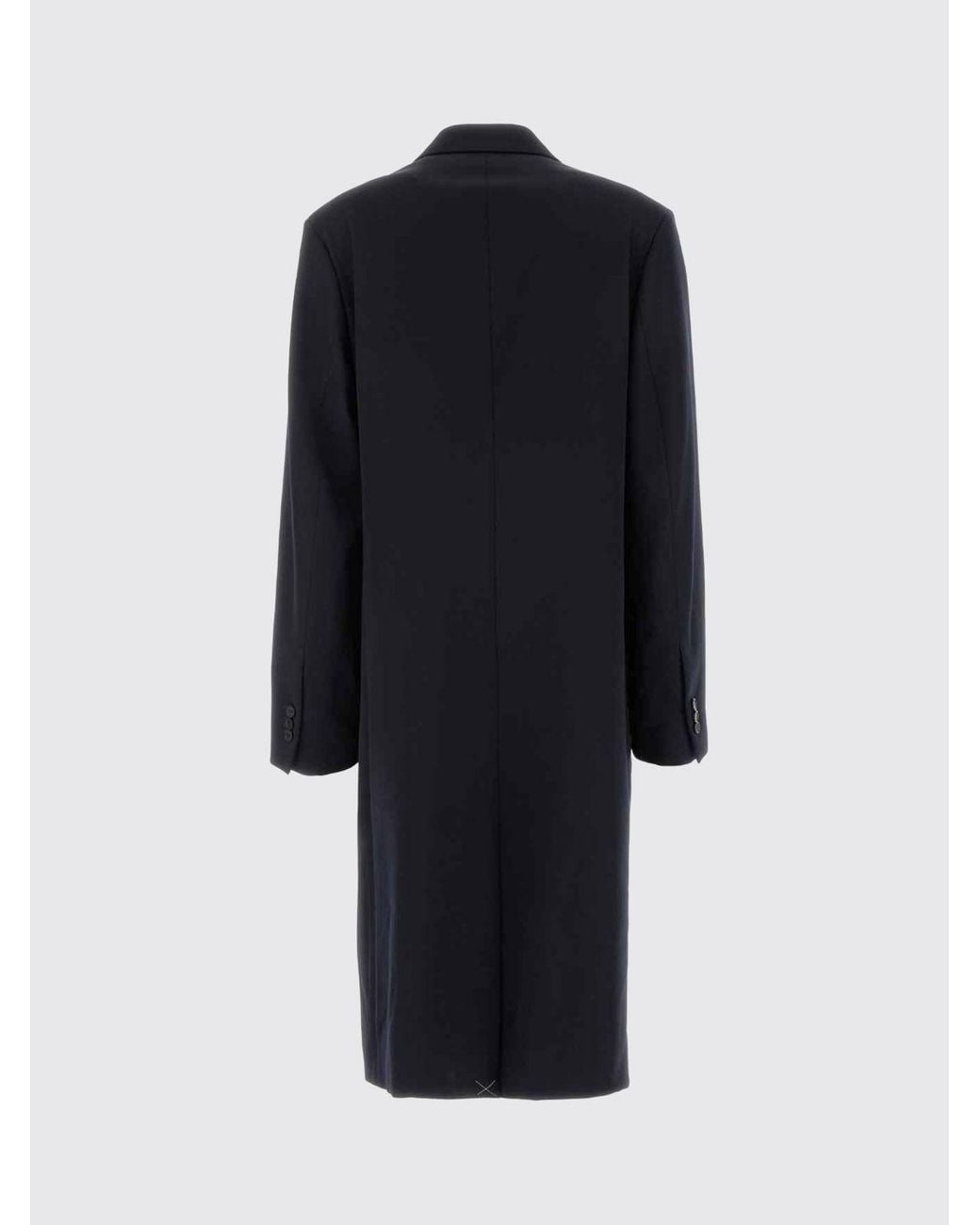 Loewe Blue Double-Breasted Long Virgin Wool Coat With Peak Lapels