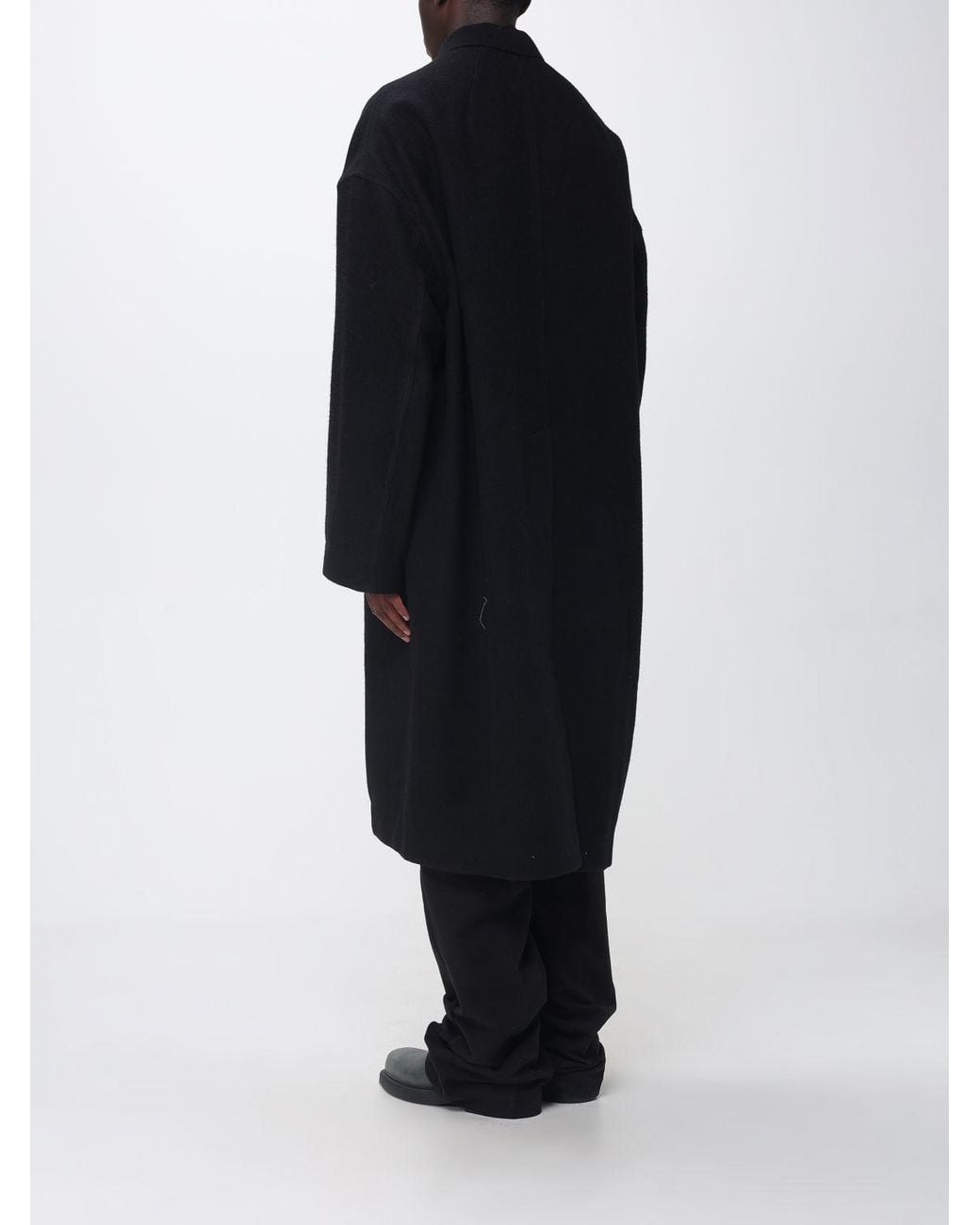 Rick Owens Black Single-Breasted Long Coat for men