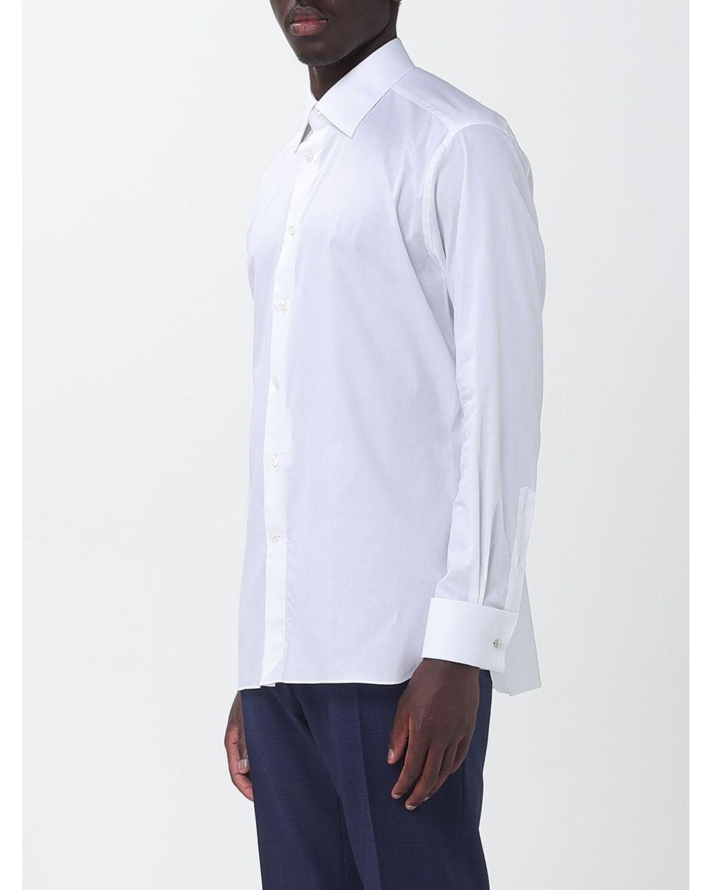 Zegna White Stretch Poplin Classic Shirt for men