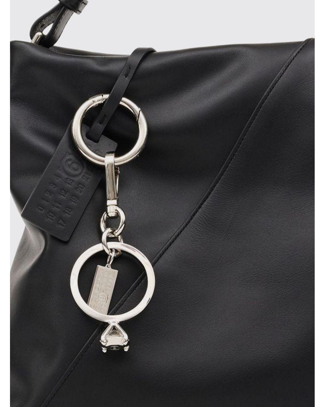 MM6 by Maison Margiela White Metal Keychain With Engraved Numeric Logo