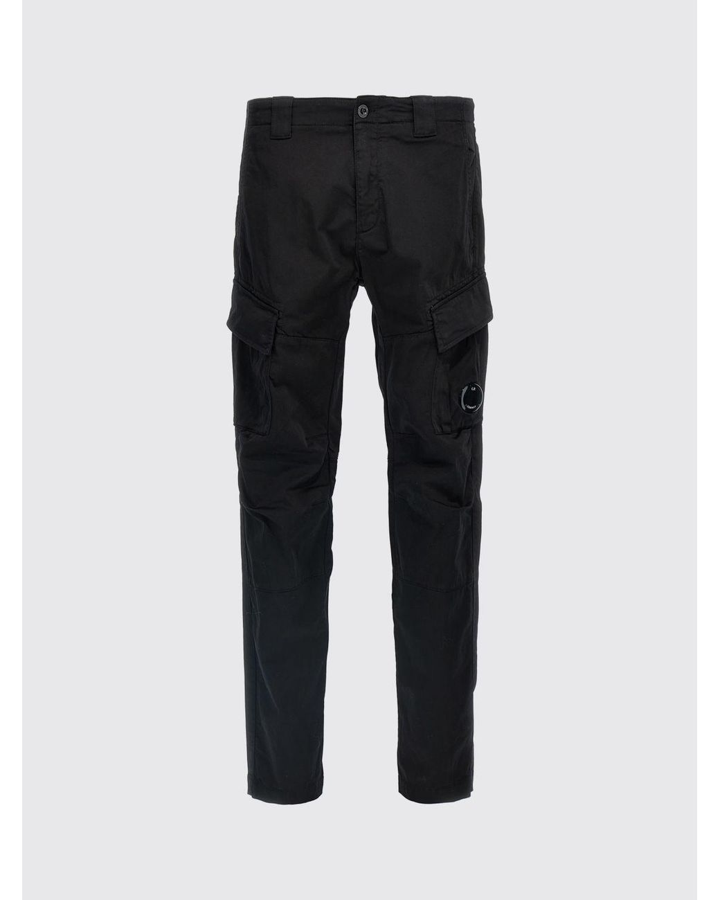 C P Company Blue Slim Fit Stretch Cotton Cargo Trousers With Applied Logo for men