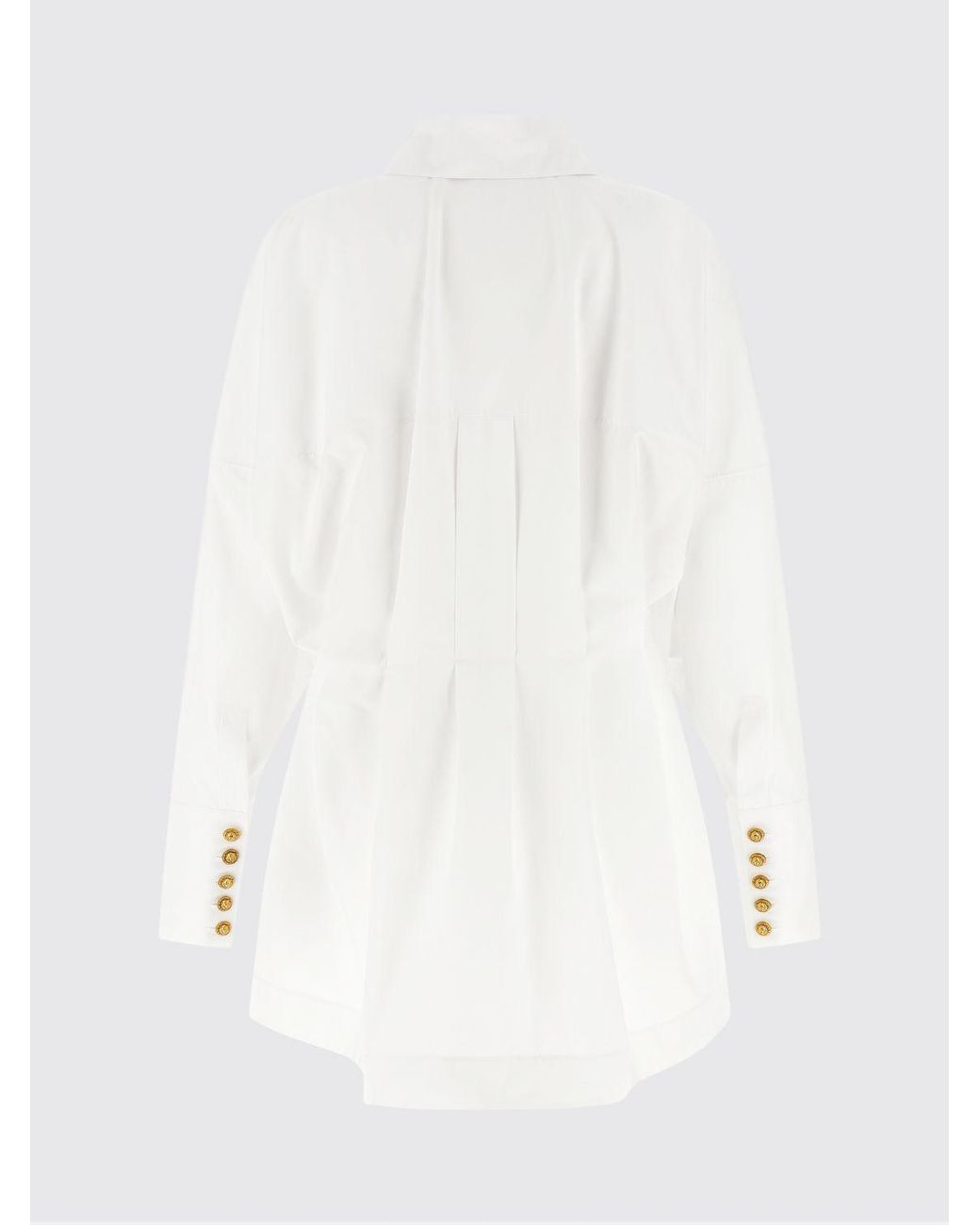 Balmain White Cotton Poplin Chemisier Dress