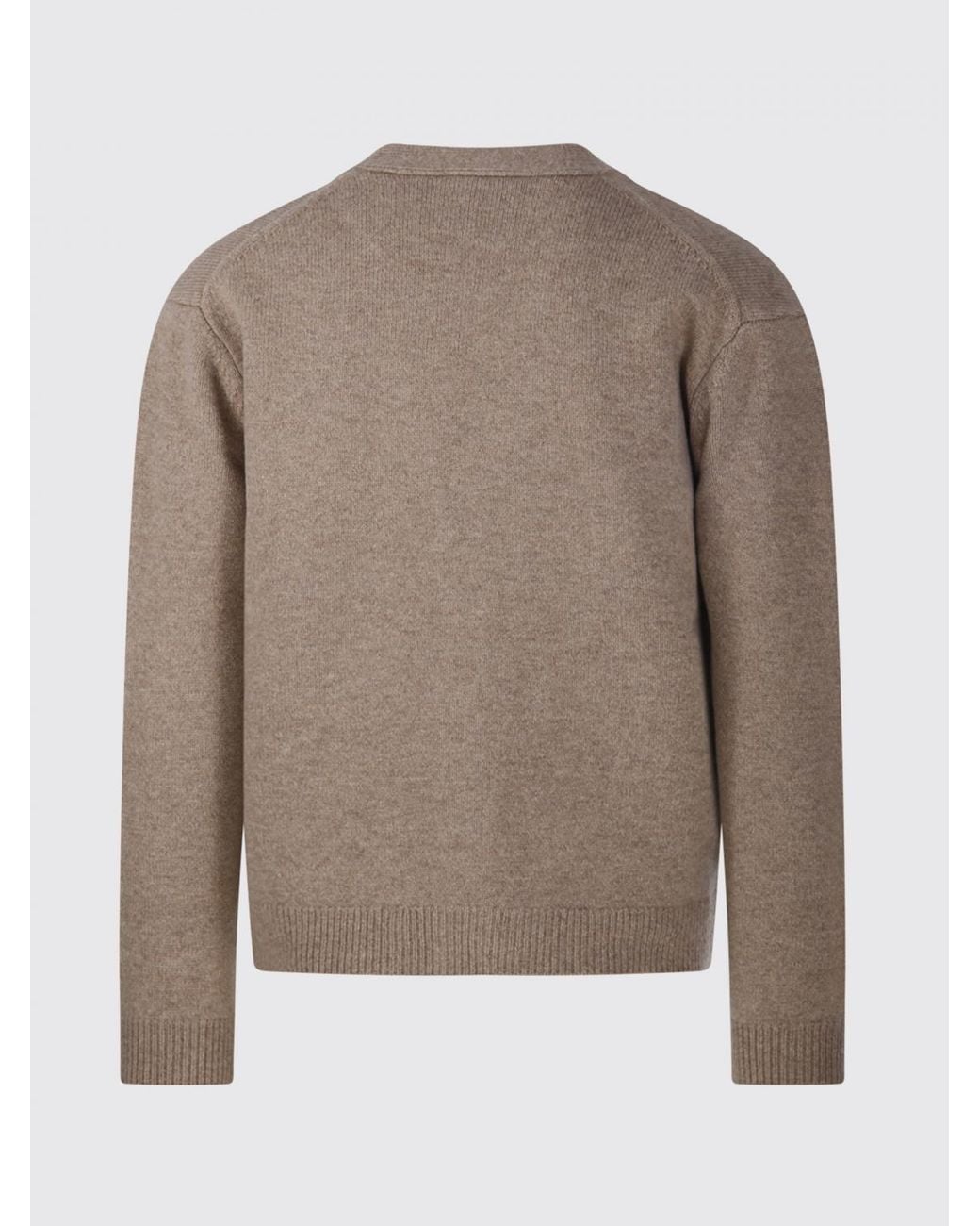 Maison Kitsuné Natural Maison KitsunÉ Merino Wool V-Neck Cardigan With Chillax Fox Logo Patch for men