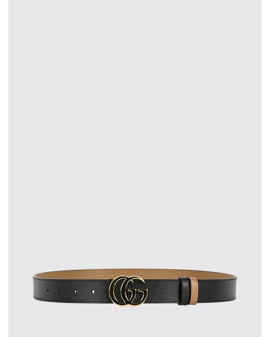 Gucci White Reversible Gg Marmont Calfskin Belt With Monogram Buckle