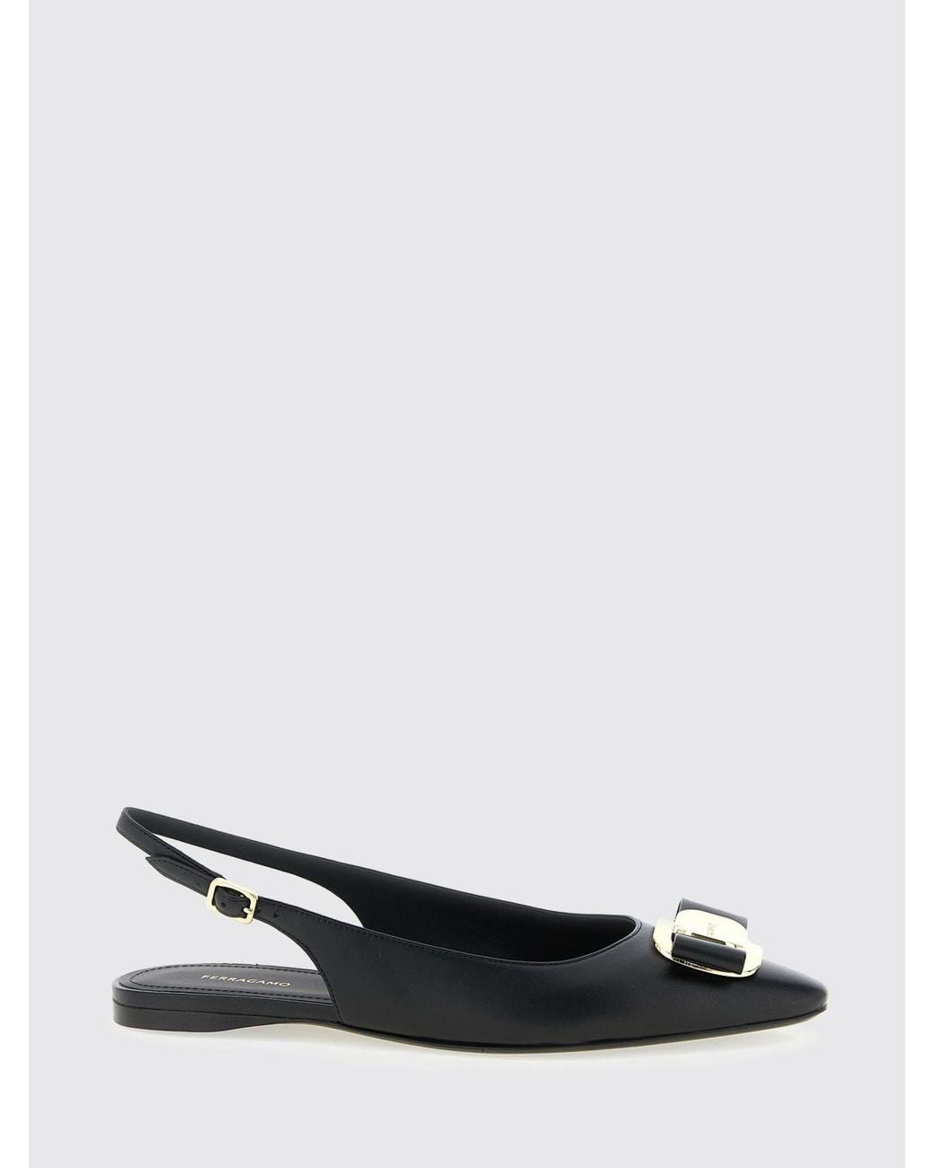 Ferragamo White Vara Leather Ballerinas