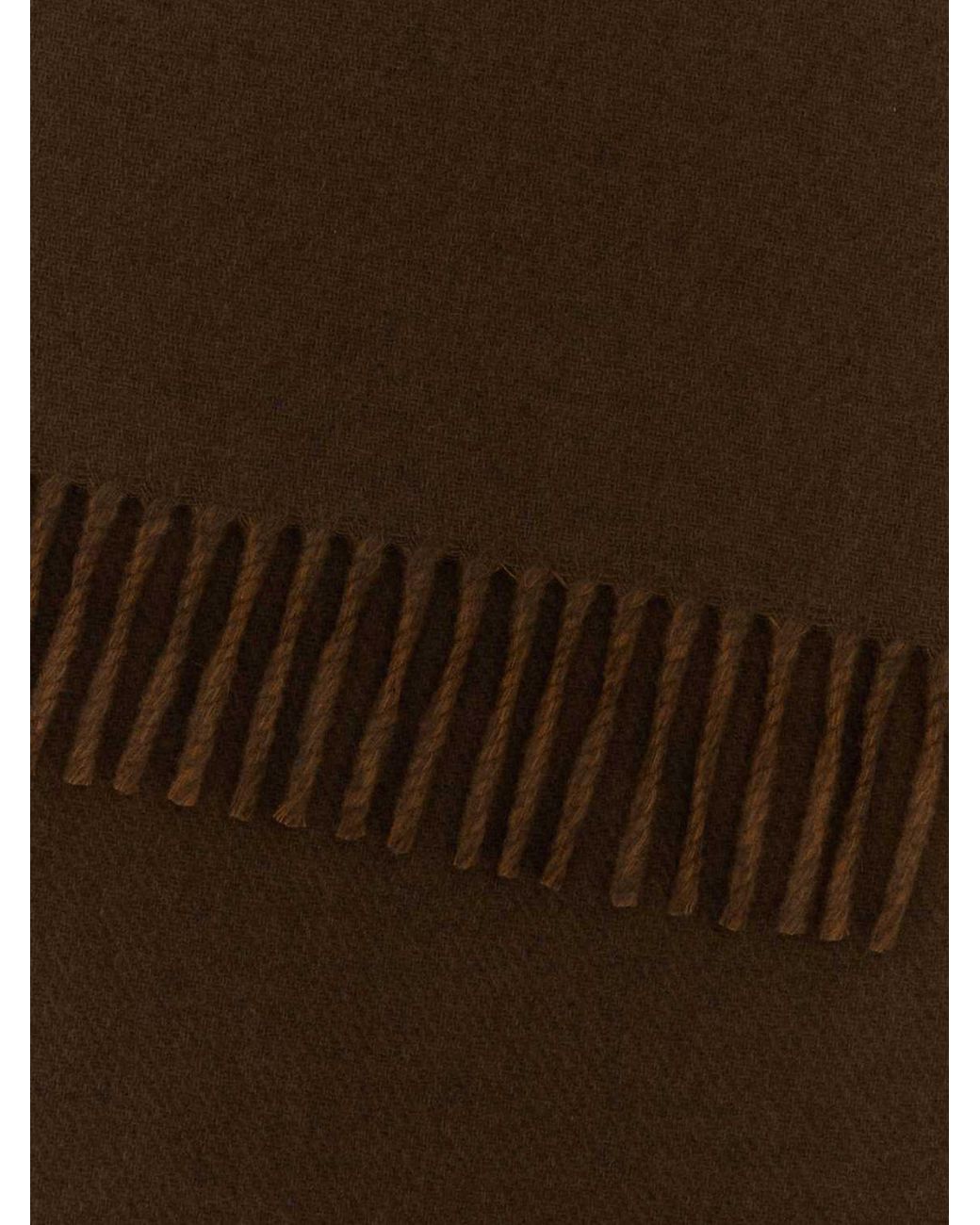 Gucci Brown Wool And Cashmere Scarf With Logo
