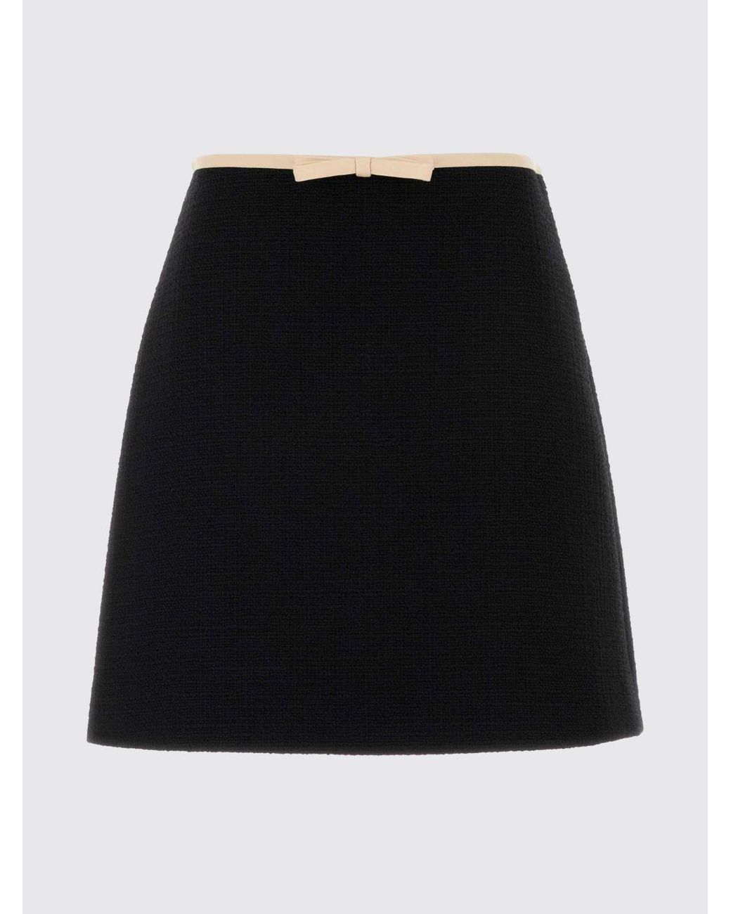 Valentino Black Virgin Wool Mini Skirt With Bow