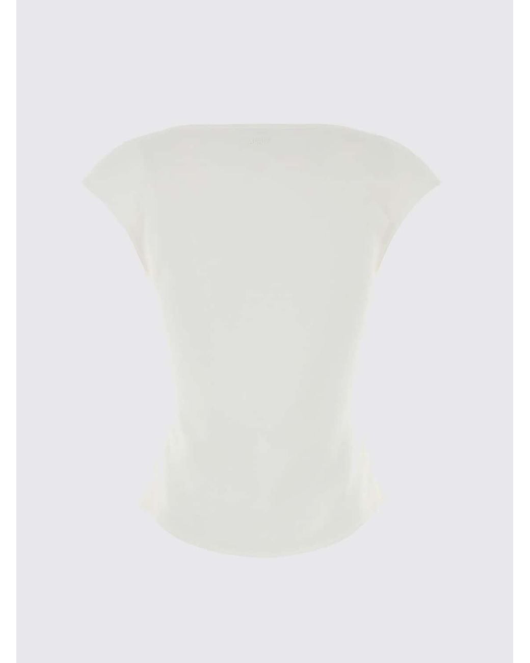 Alaïa White Sleeveless Slim Fit Cotton Blend Top With A Curved Hem