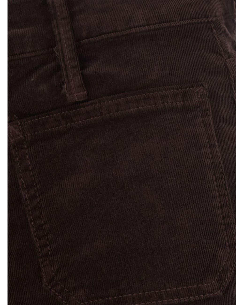 Mother Black Wide-Leg Corduroy Trousers With Mid-Rise Waist And Patch Pockets