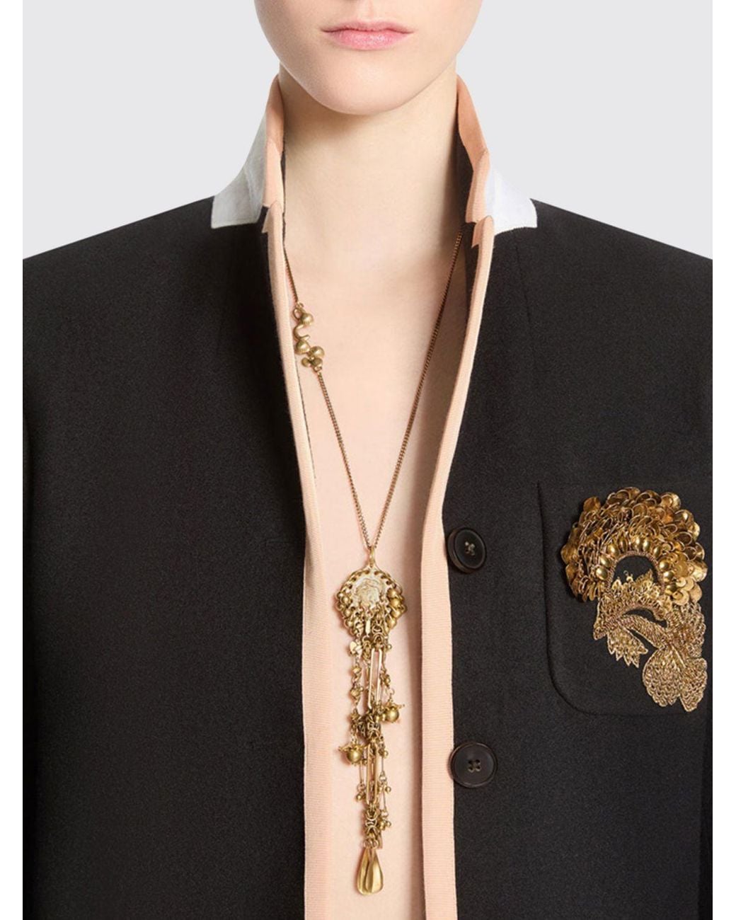 Dries Van Noten White Chrome-Plated Brass Necklace With Sliding Pendant