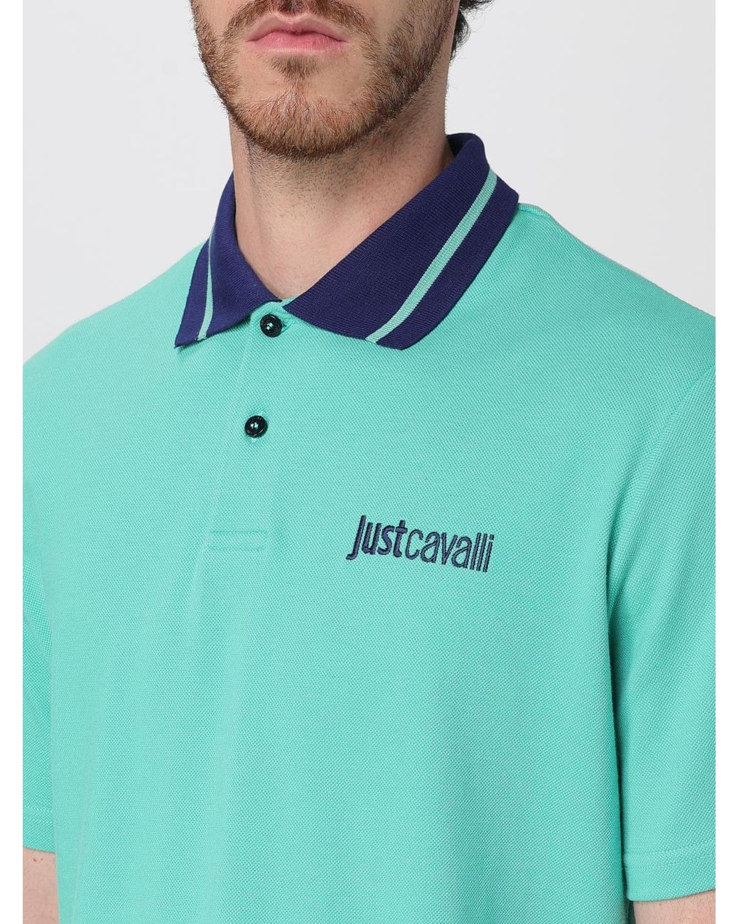 Just Cavalli Green Short Sleeve Polo Shirt for men