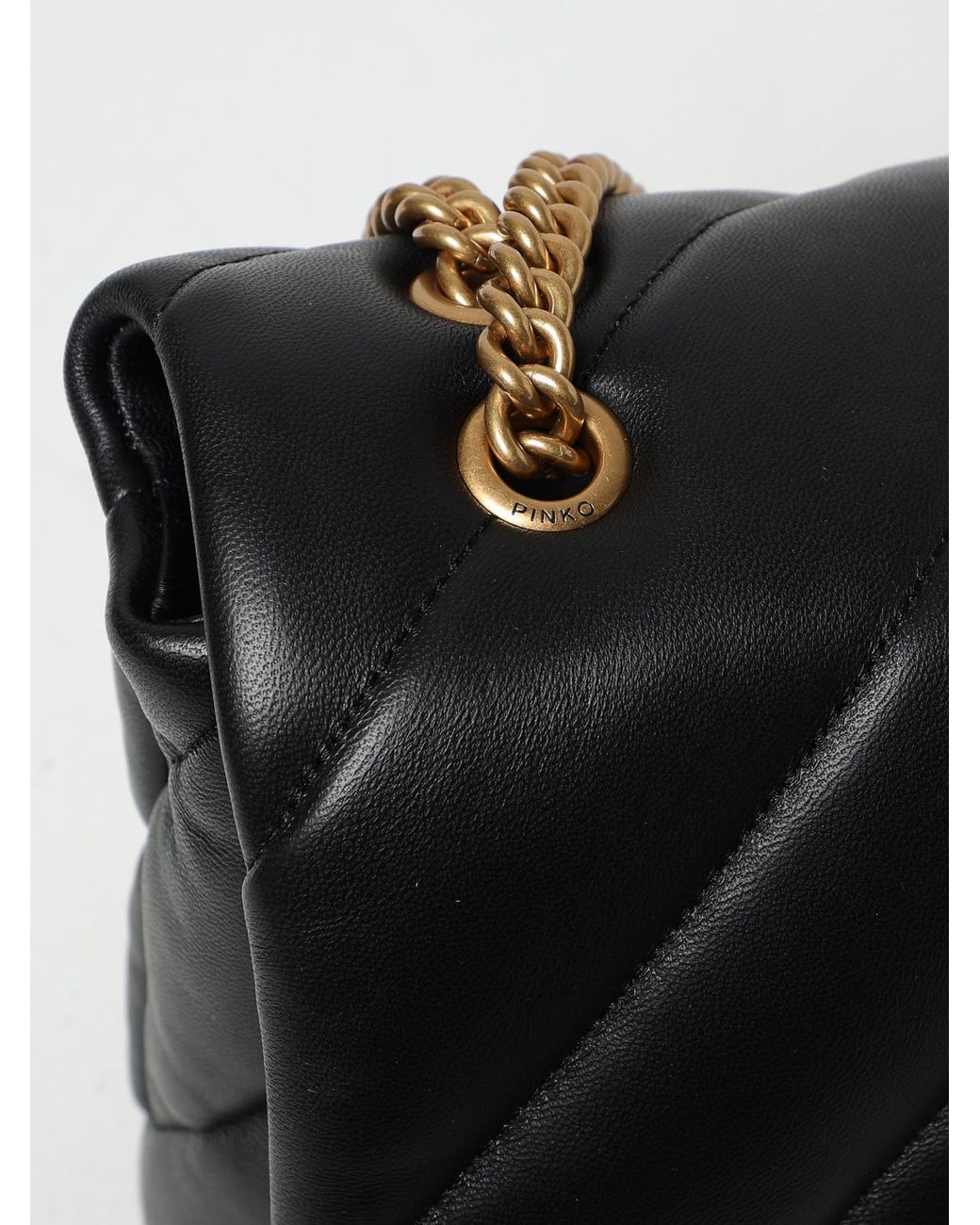 Pinko Black Love Puff Quilted Nappa Leather Crossbody Bag