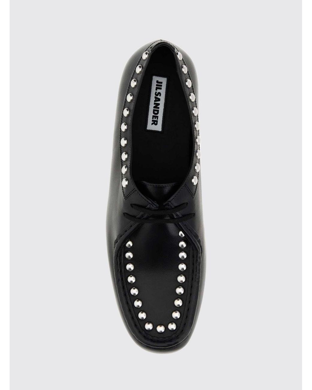 Jil Sander Black Hood Studded Bovine Leather Derby Shoes for men
