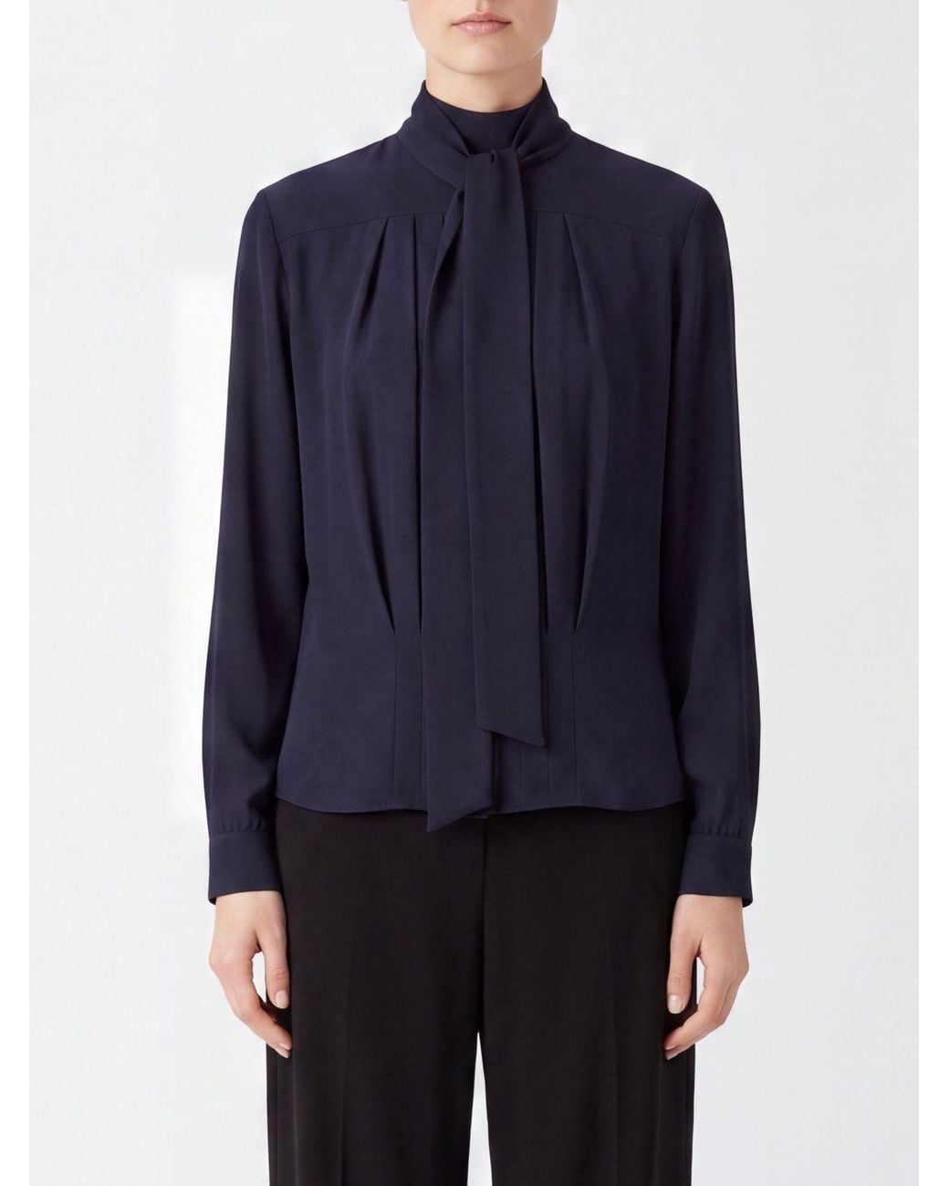 N°21 Blue Elegant Silk-Blend Blouse With Pussy-Bow Collar And Long Sleeves