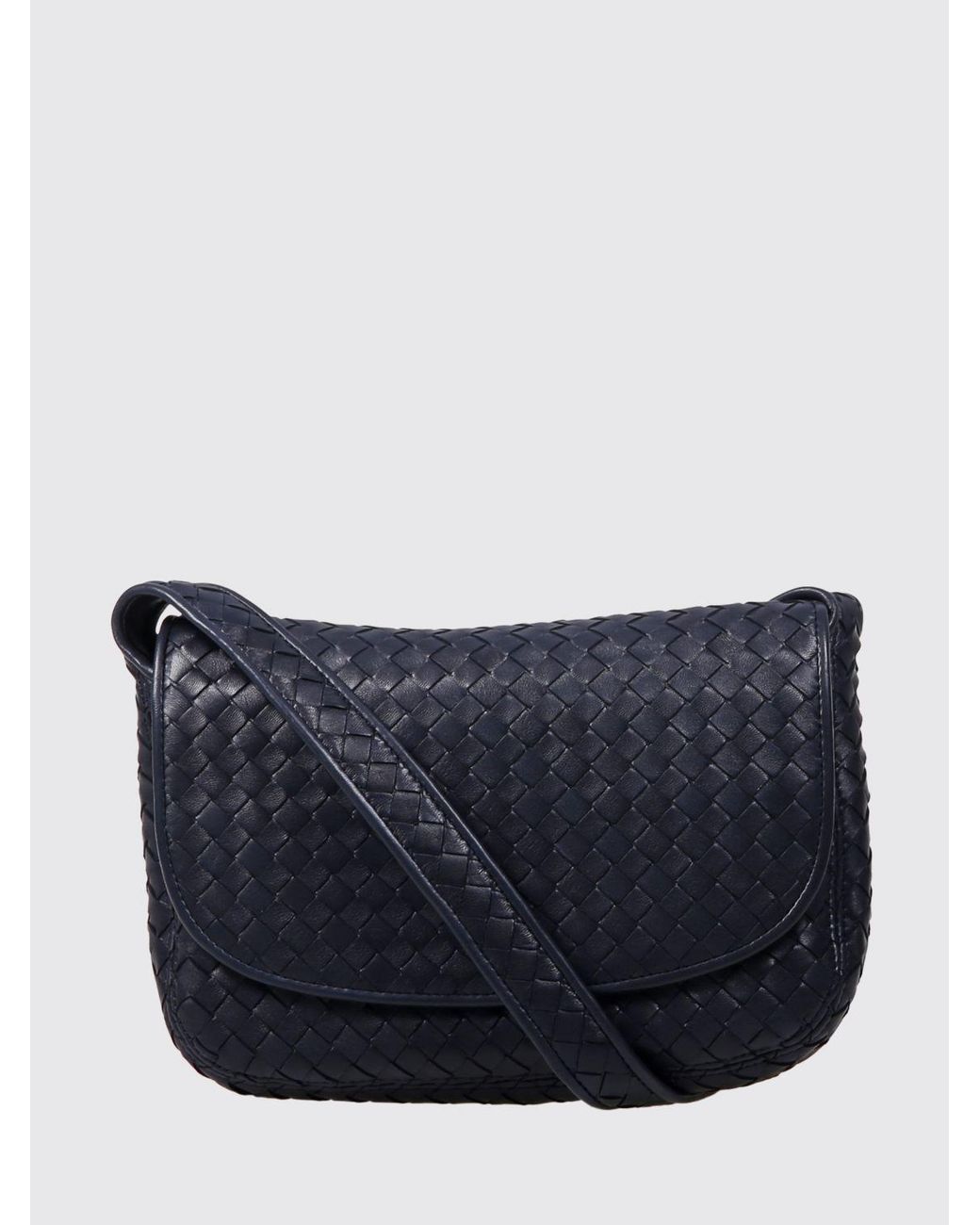 Bottega Veneta Blue Intrecciato Woven Nappa Leather Messenger Bag for men