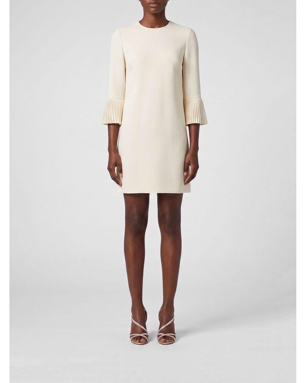 Valentino White Virgin Wool And Silk Mini Dress
