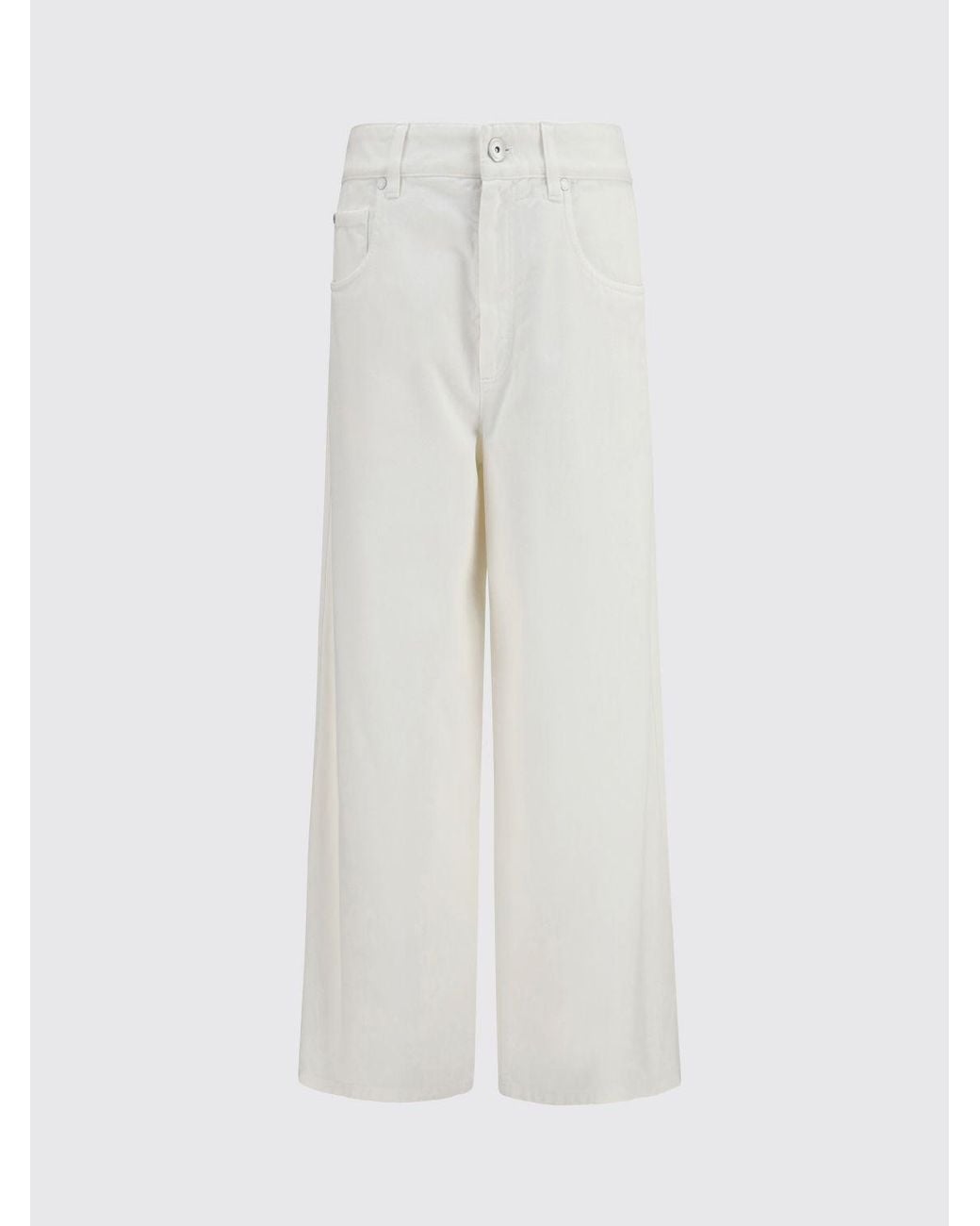 Brunello Cucinelli White Mid-Rise Wide Leg Jeans