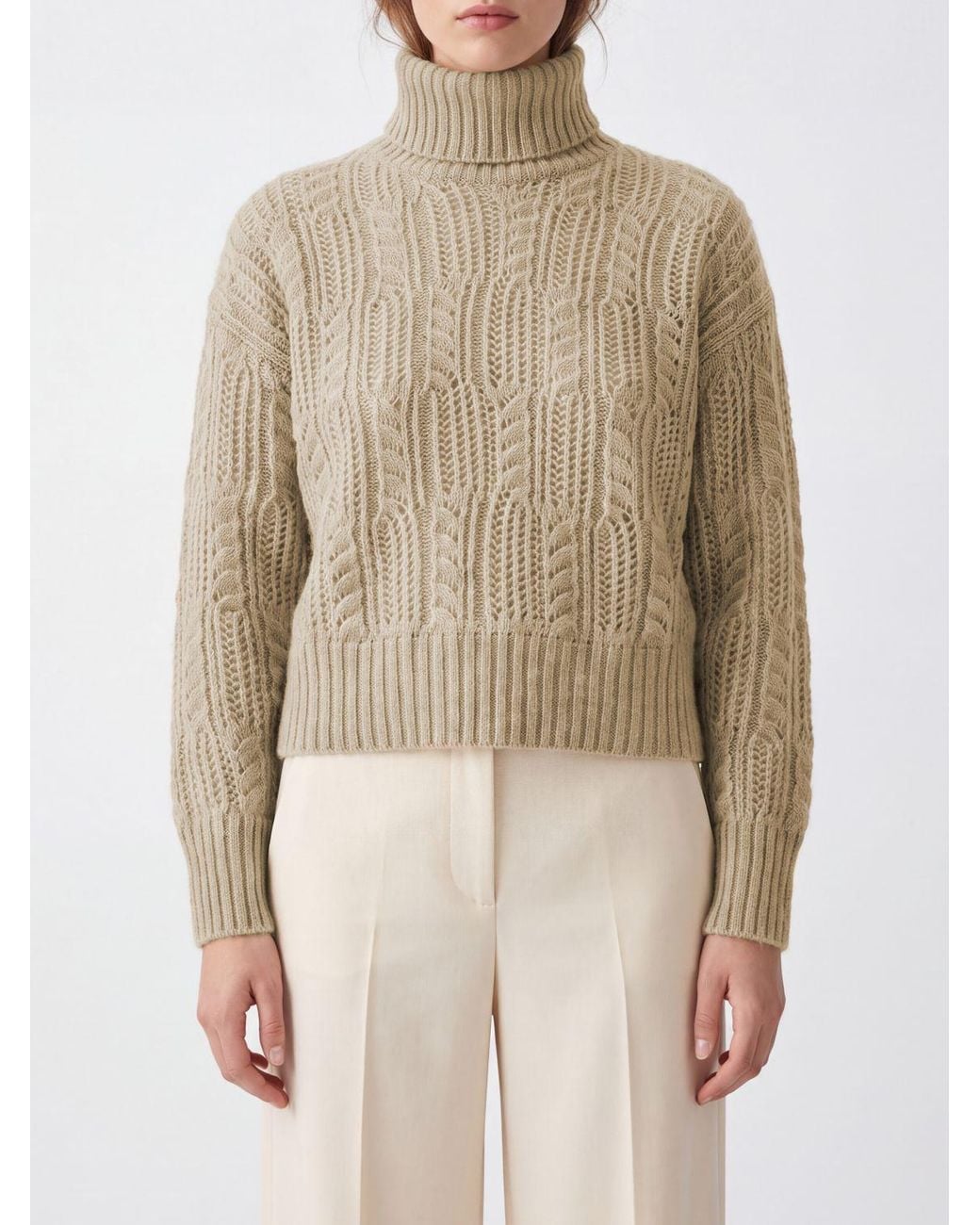 Agnona Natural Long-Sleeved Turtleneck Jumper