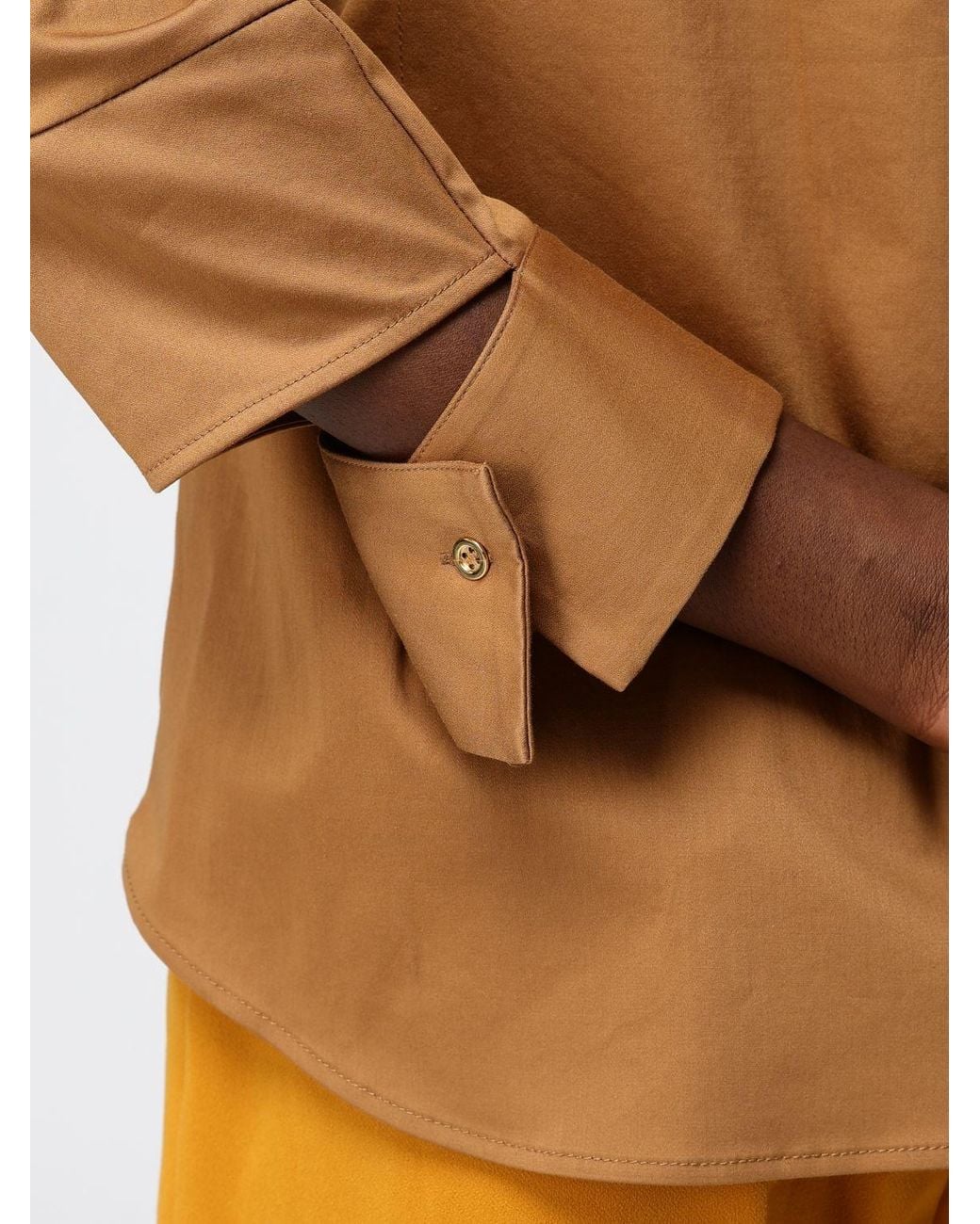 Elisabetta Franchi Natural Slim Fit Stretch Cotton Shirt With Deep V-Neck