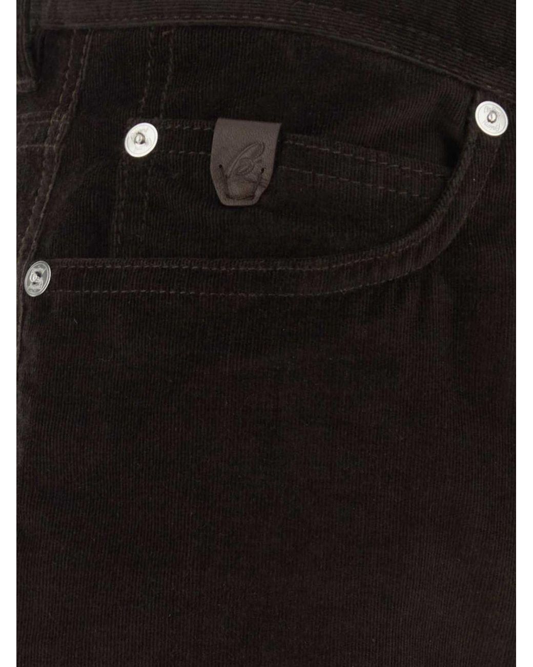 Brioni Black Meribel Slim Fit Corduroy Cotton Trousers for men