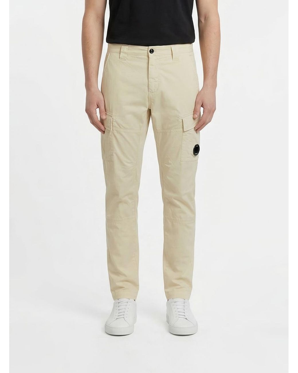 C P Company Natural Stretch Cotton Cargo Trousers for men
