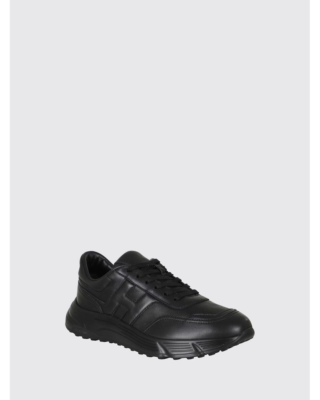 Hogan Black Hyperlight Smooth Leather Rubber Sole Leather Sneakers for men