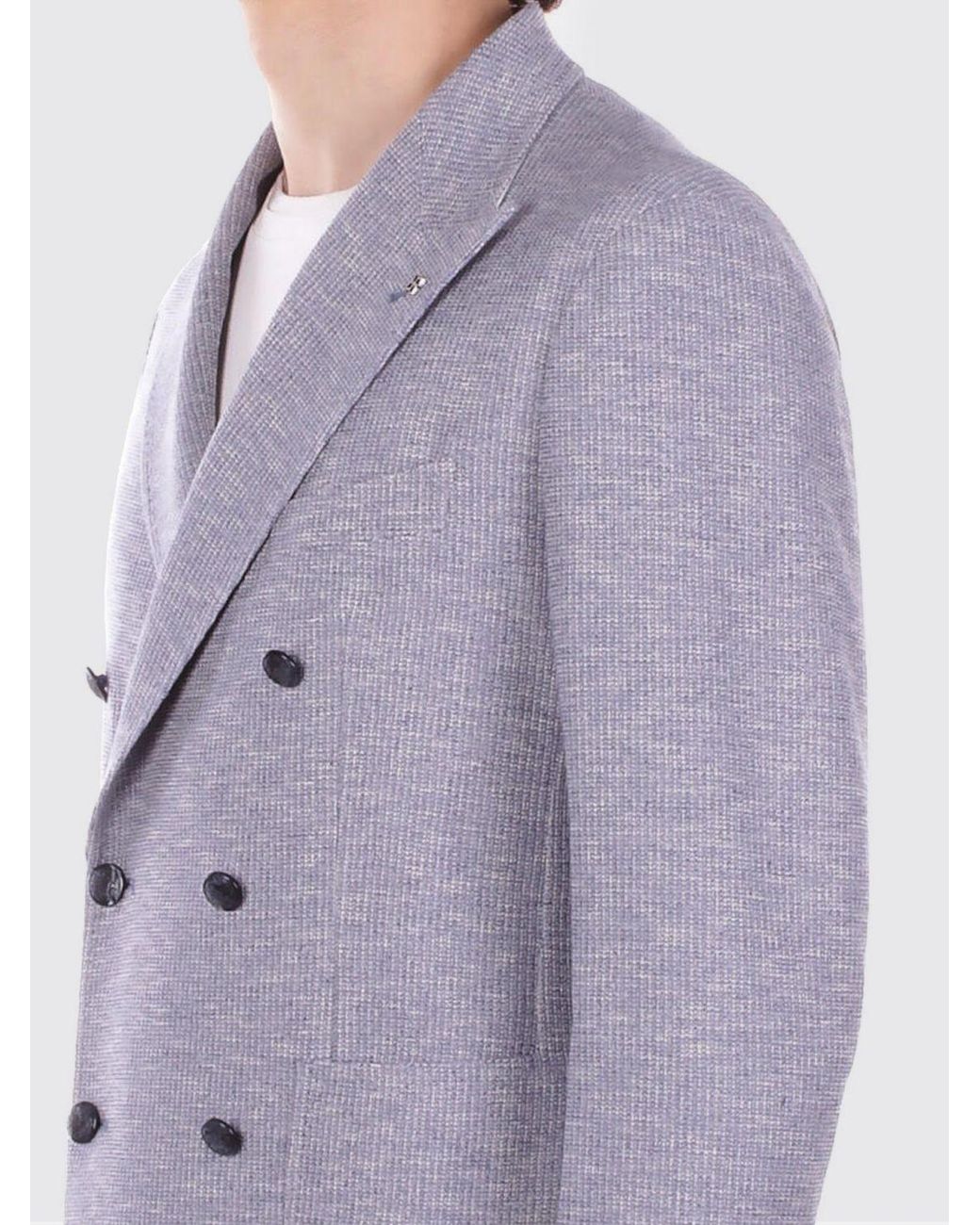 Tagliatore Purple Double Breasted Cotton Blend Blazer for men