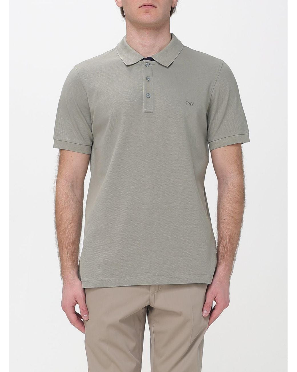 Polo De Algodón Elástico Fay de hombre de color Gray