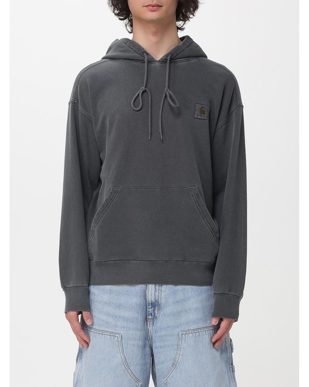 Carhartt Gray Cotton Logo Hoodie for men