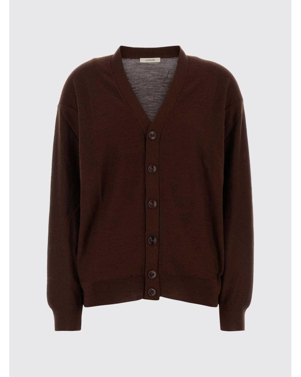 Lemaire Red Relaxed Fit Wool Blend V-Neck Cardigan With Buttons