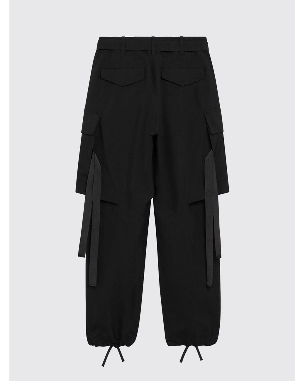 SACAI X CARHARTT WIP Black Wide Leg Cotton Cargo Trousers With Elasticated Waist