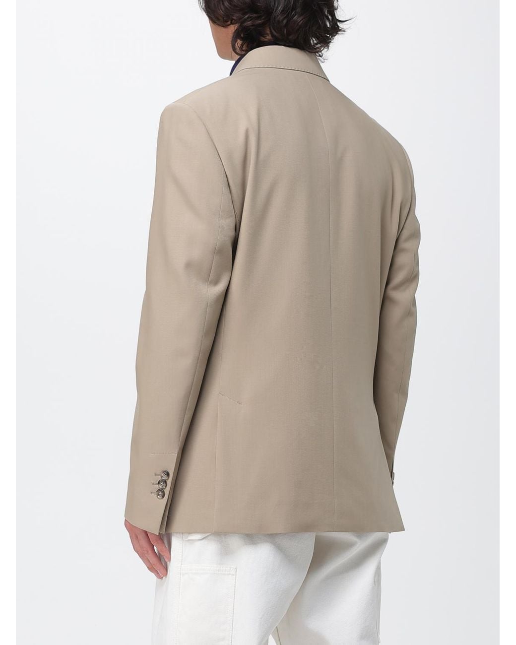 AMI Natural Double-Breasted Virgin Wool Blazer for men