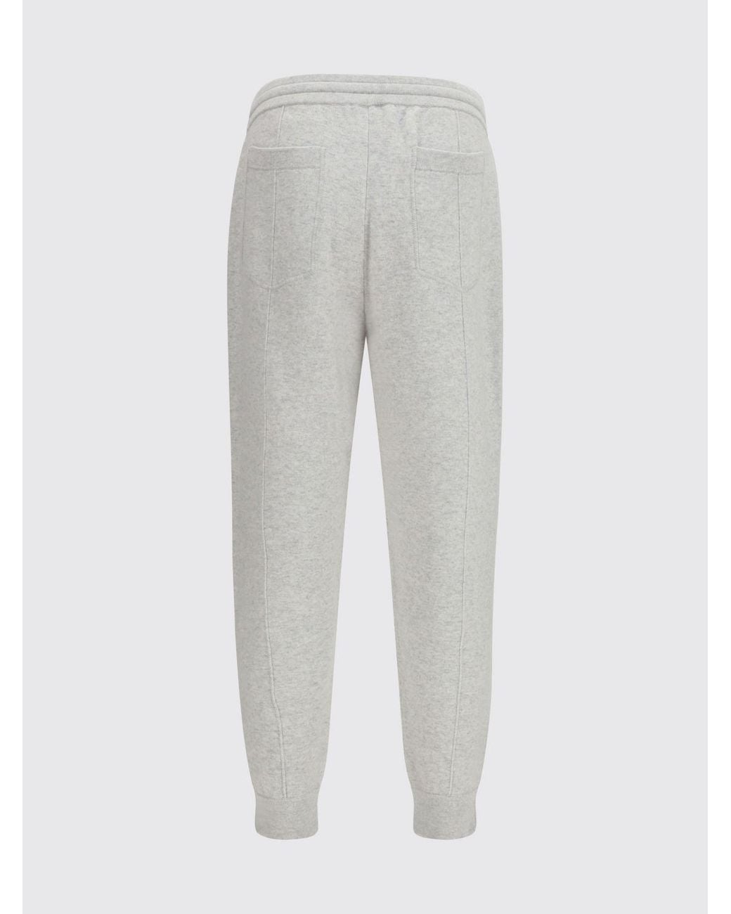 Brunello Cucinelli White Cashmere Blend Drawstring Jogging Trousers for men